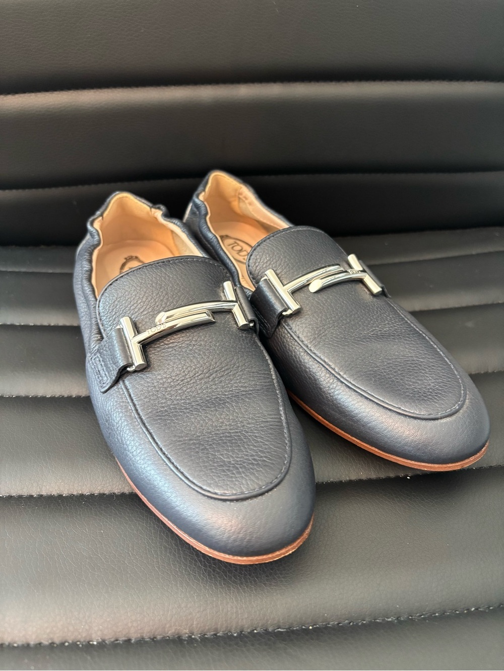 Tod's Navy Leather Bit Loafers